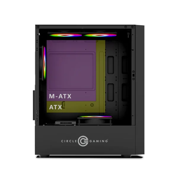 Elegantor X3 ARGB Mid-Tower Computer Case Gaming Cabinet - Black - Image 2